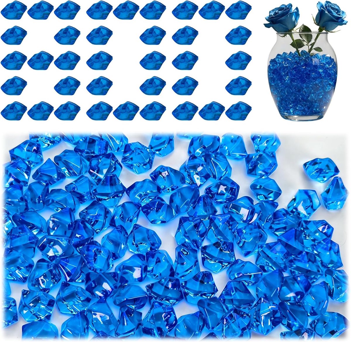 stenen 800 stuks blauw acryl deco diamanten moerstenen | Decoratieve stenen voor vazen, diamanten, decoratie voor vazen, party, tafeldecoratie, kunsthandwerk