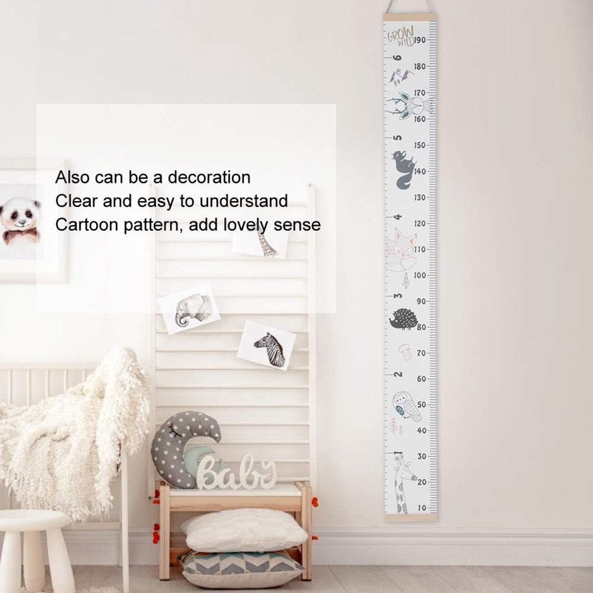 Groeimeter Muursticker voor Kinderen, Vrolijke Hoogtegraphe Decoratie Met Inches-Meting voor Kamer