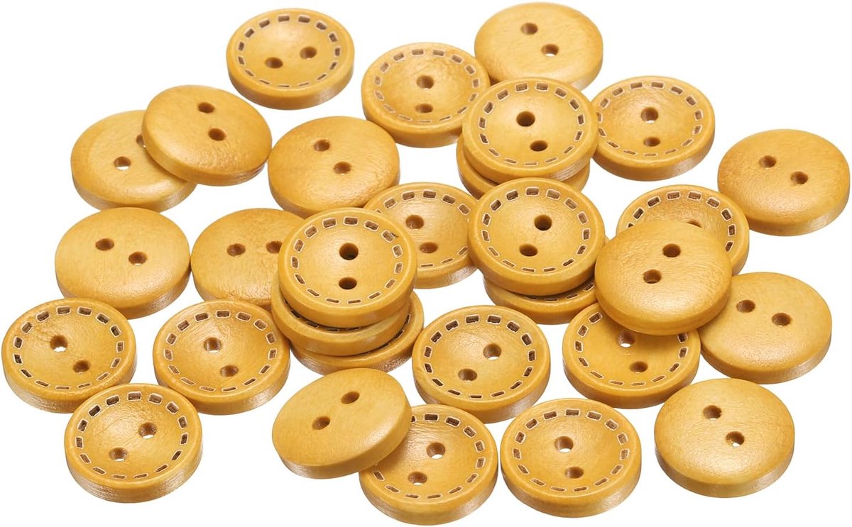 Knopen, 30 stuks, 24 l, 15 mm, rond, met 2 gaten, naai-accessoires voor kleding, kussens, knutselen en decoratie, oranje