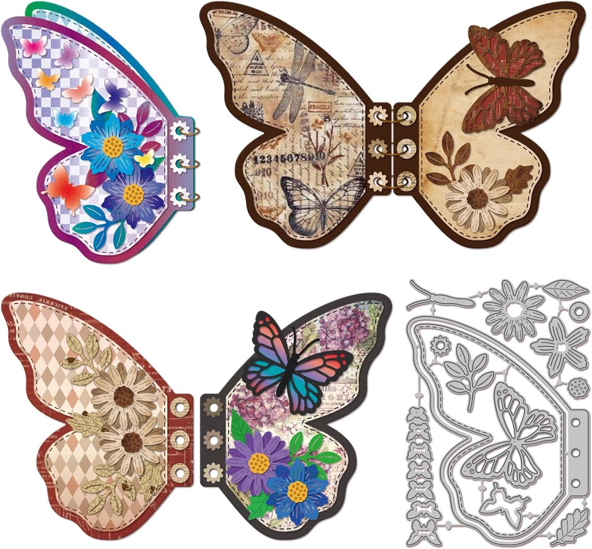 Vintage Vlinder Pagina Snijden Matrijzen Voor Kaarten Maken Bloem Bladeren Metalen Die Cuts Retro Vlinder Wing Die Cut Matrijzen Voor Diy Embossing Scrapbooking Papier Ambachten Decor