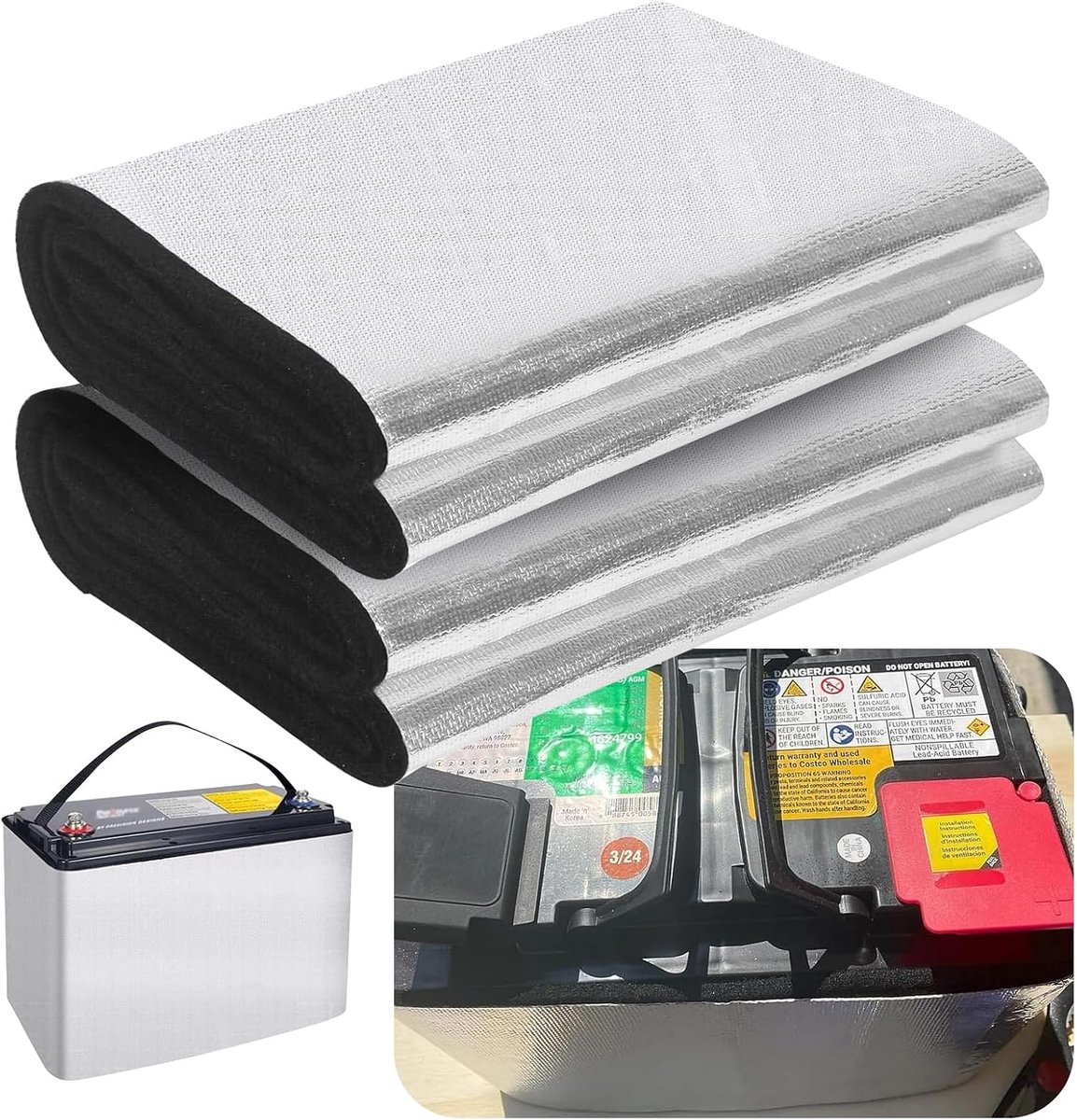 Isolatieset, 18 cm x 1 m, isolatie hitteschild, batterijdeken geïsoleerd, koudebestendig, vlamvertragend, voor auto, vrachtwagen, camper (2)