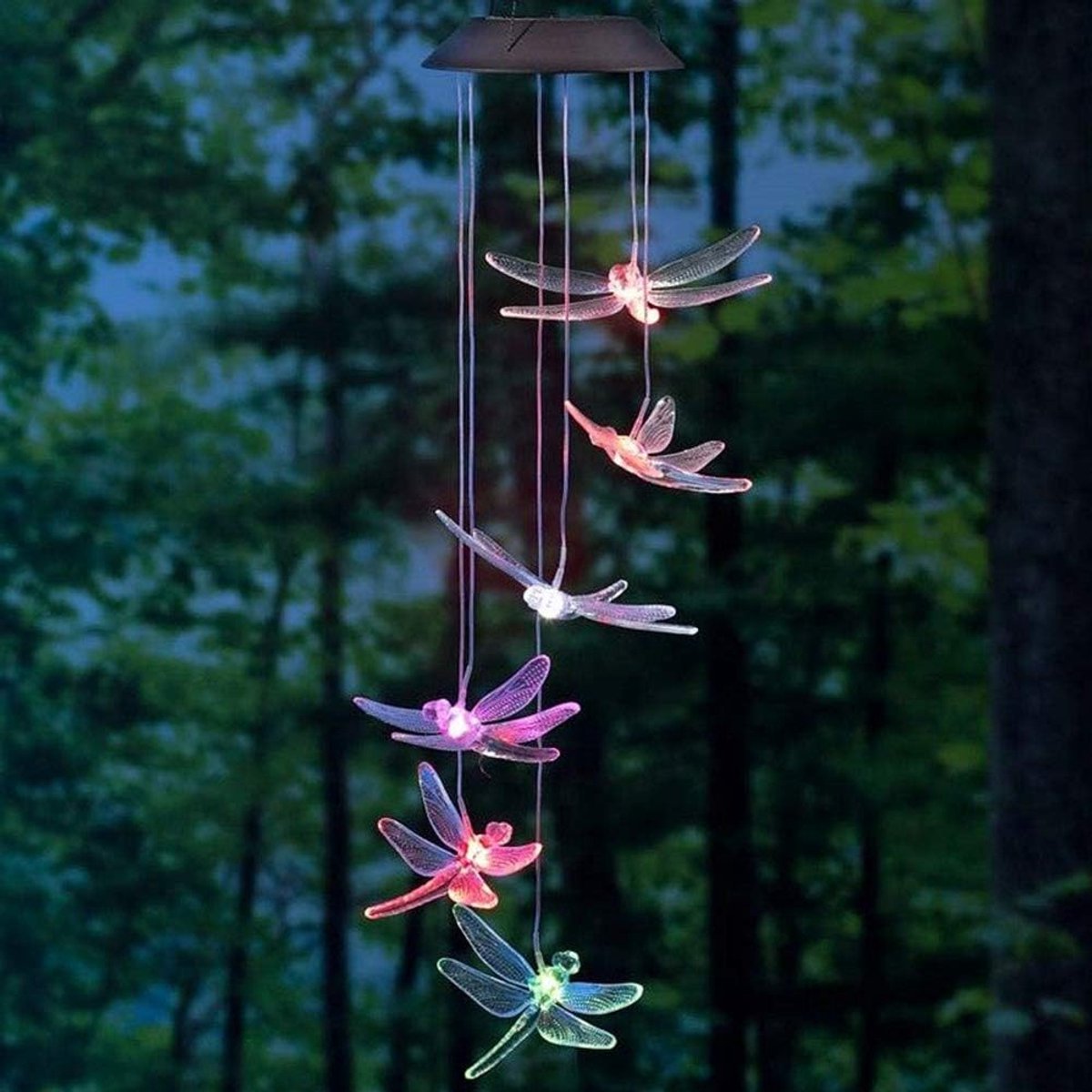 Solar Libelle Windgong Mobiele LED Licht Kleur Veranderende voor Tuin Wind Chimes Lamp Accessoires Home Decor (Willekeurige Kleur)