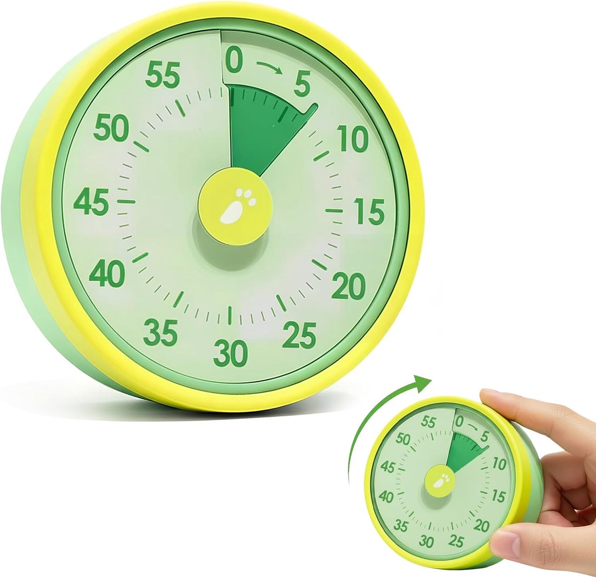 Visuele timer voor kinderen, mechanische timer, magnetisch, 60 minuten, voor keuken, klaslokaal, kantoor, tijdmanagementgereedschap voor studie, koken, koken en grillen (groen)