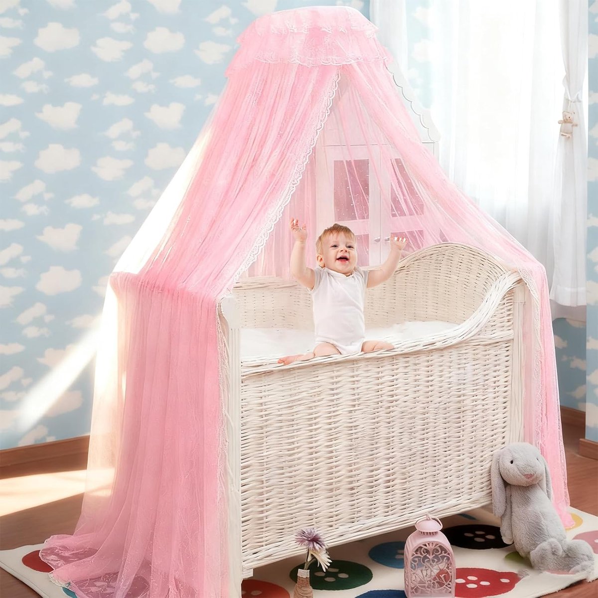 Bedhemel voor babybed, prinses babywieg, bijzetbed baby