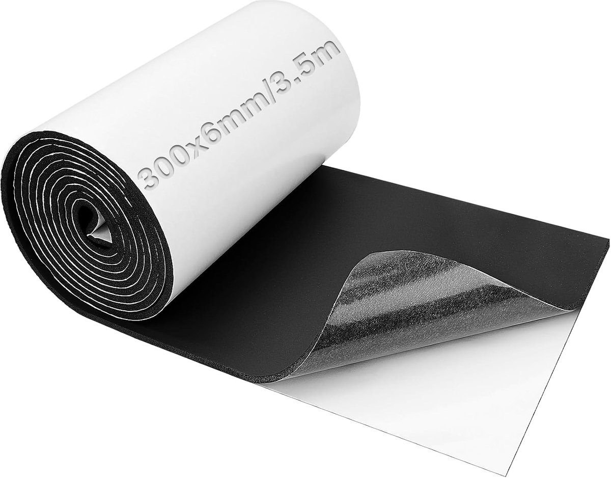 Gesloten Cel Schuimrol 300 mm x 6 mm x 3,5 m Zelfklevende Schuimplaten Neopreen Plakkerige Achterkant 6 mm Rubber Plaat Zwart voor Meubelonderzetters Vloerbeschermers Spleetvulling DIY