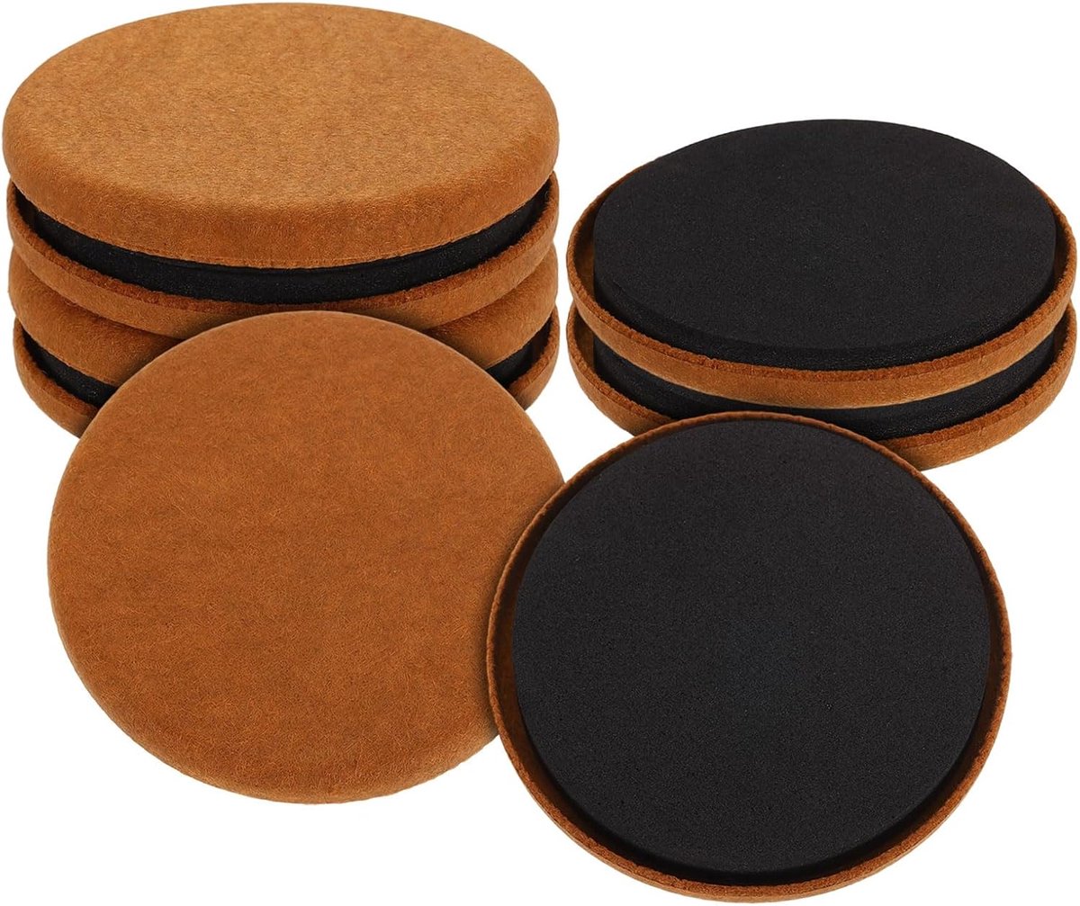 8 stuks vilten meubelglijders 8,9 cm, plat, rond, voor meubelpoten, meubelglijders, laminaattegels, bruin