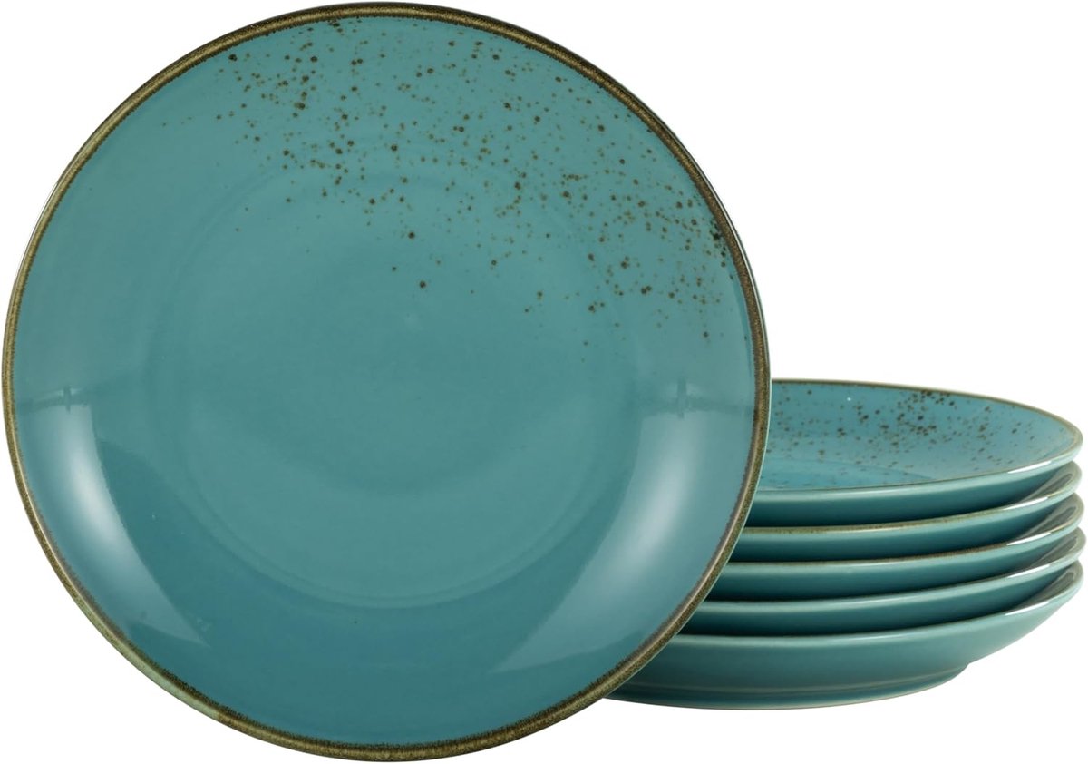 27 cm, Water, 22040, serie Nature Collection, 6-delige serviesset, eetborden van aardewerk, vaatwasser- en magnetronbestendig, kwaliteitsproductie
