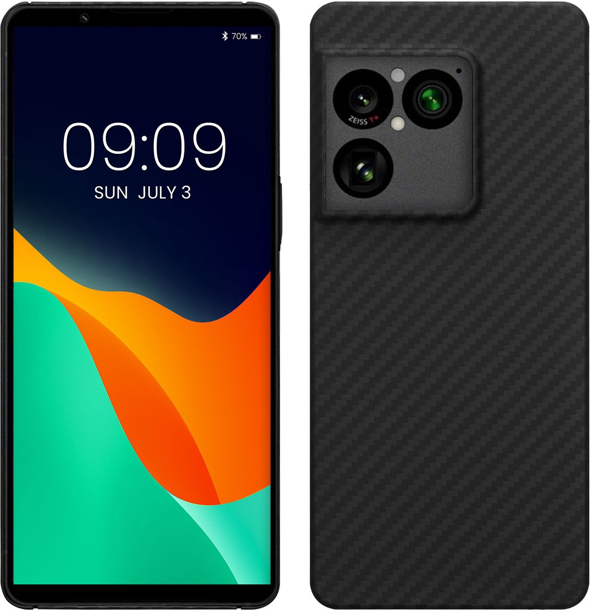 kalibri hoesje geschikt voor Sony Xperia 1 VIII - aramidehoes voor smartphone - mat zwart