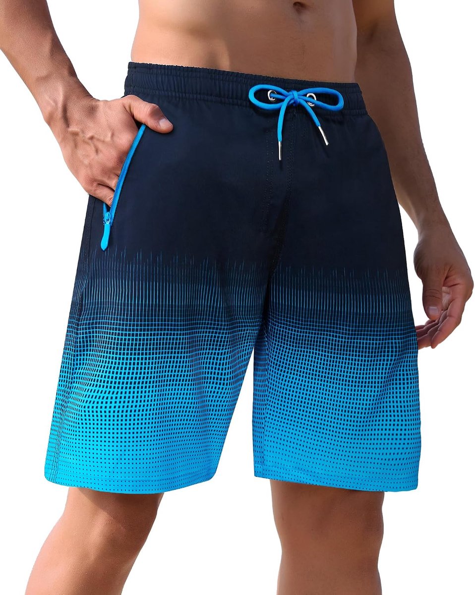 Lange zwembroek voor heren, met mesh-voering, sneldrogend, boardshorts met zakken met ritssluiting, sportshorts