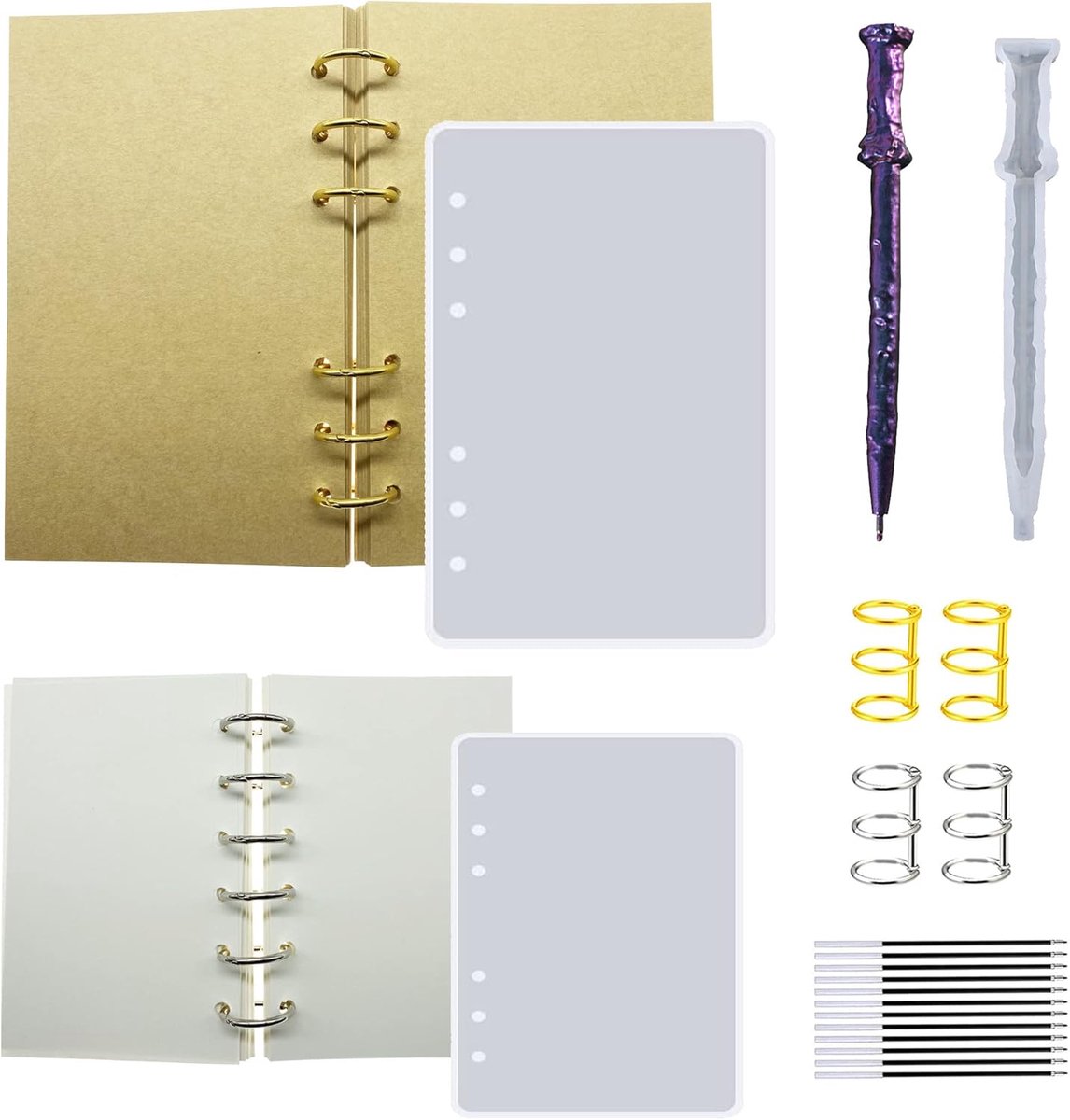 A7 Notebook Resin Mold siliconen mal voor notitieboekomslag en vulpapier, harsvorm in penvorm voor knutselen, hars, notebook, pen