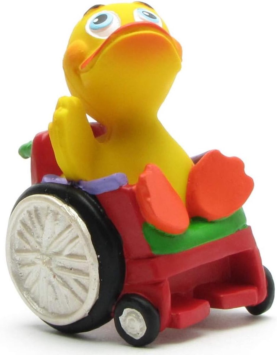 Badeend rolstoelgebruiker I Rolli Duck I Piepende eend - L: 6,5 cm