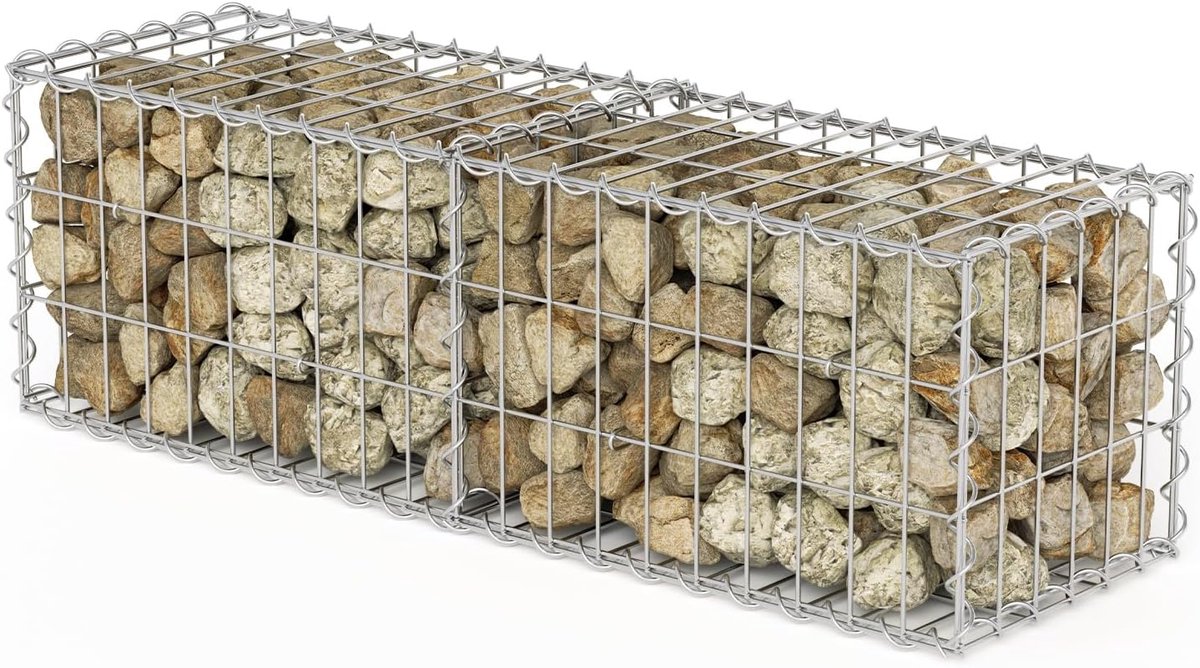 100 x 30 x 30 cm, schanskorven van verzinkt staal, 4 mm draaddikte, 5 x 10 cm maaswijdte, schanskorven voor schanskorven omheining en tuin, geschikt voor stenen van 6-12 cm