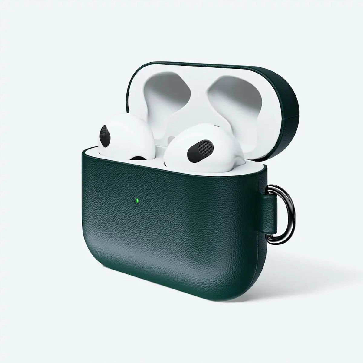 Groen Lederen Beschermhoesje voor AirPods 3 - Draadloos Opladen