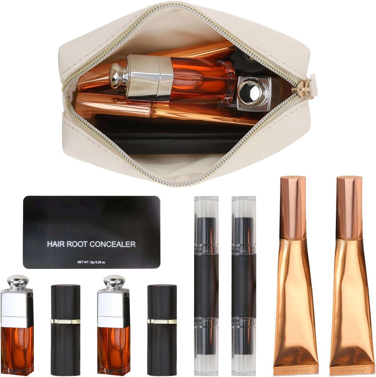 Cosmeticus tas klein - leren make-up organizer - met rits - ideaal voor onderweg - SnelShoppen