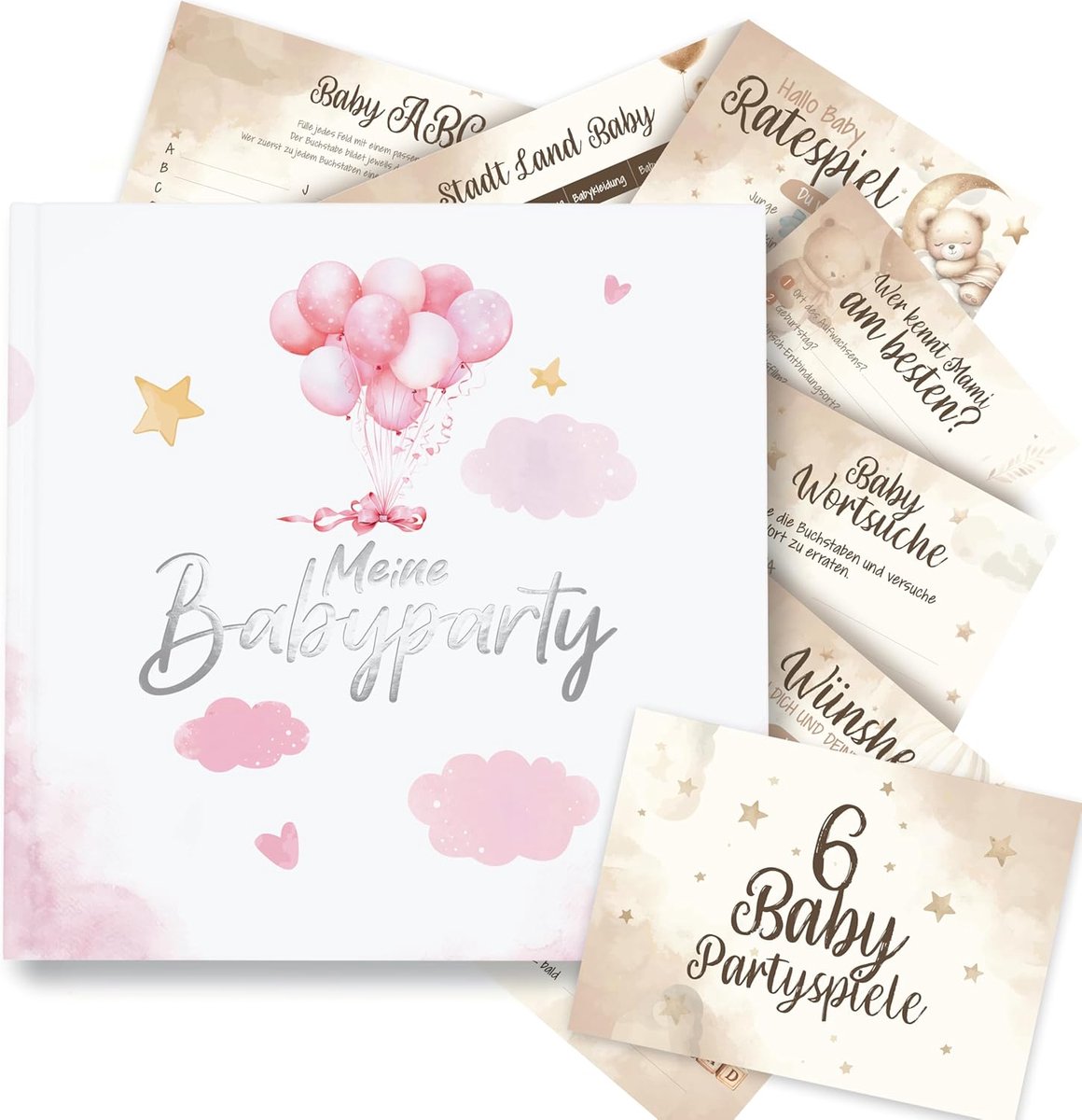 Gastenboek babyshower met 50 kaarten - 6 grappige spelletjes - persoonlijke herinneringen vastleggen - SnelShoppen