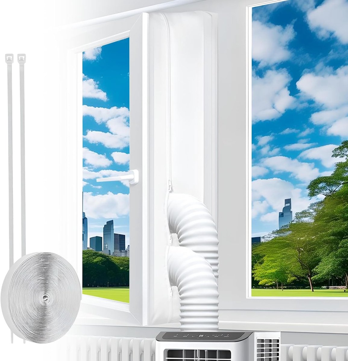 Mobiel airconditioning kit 400 cm - isolerende hoes - UV-bestendig en waterdicht - ideaal voor ramen - SnelShoppen