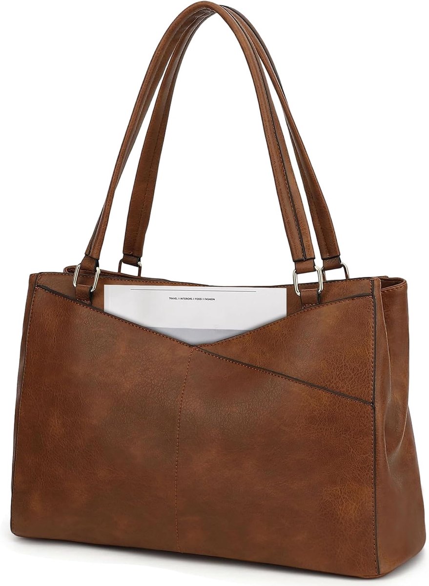 Shopper Bag Dames - Elegante PU Faux Leren Handtas - Ruim Met Vaste Schouderband - Ideaal Voor Werk - SnelShoppen