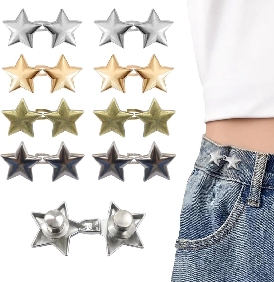 Knopen voor jeans, broekgesp, knopen voor het aantrekken van jeans, knopen voor het aantrekken van broeken, knopen voor het aanpassen van jeans rok (4 kleuren)