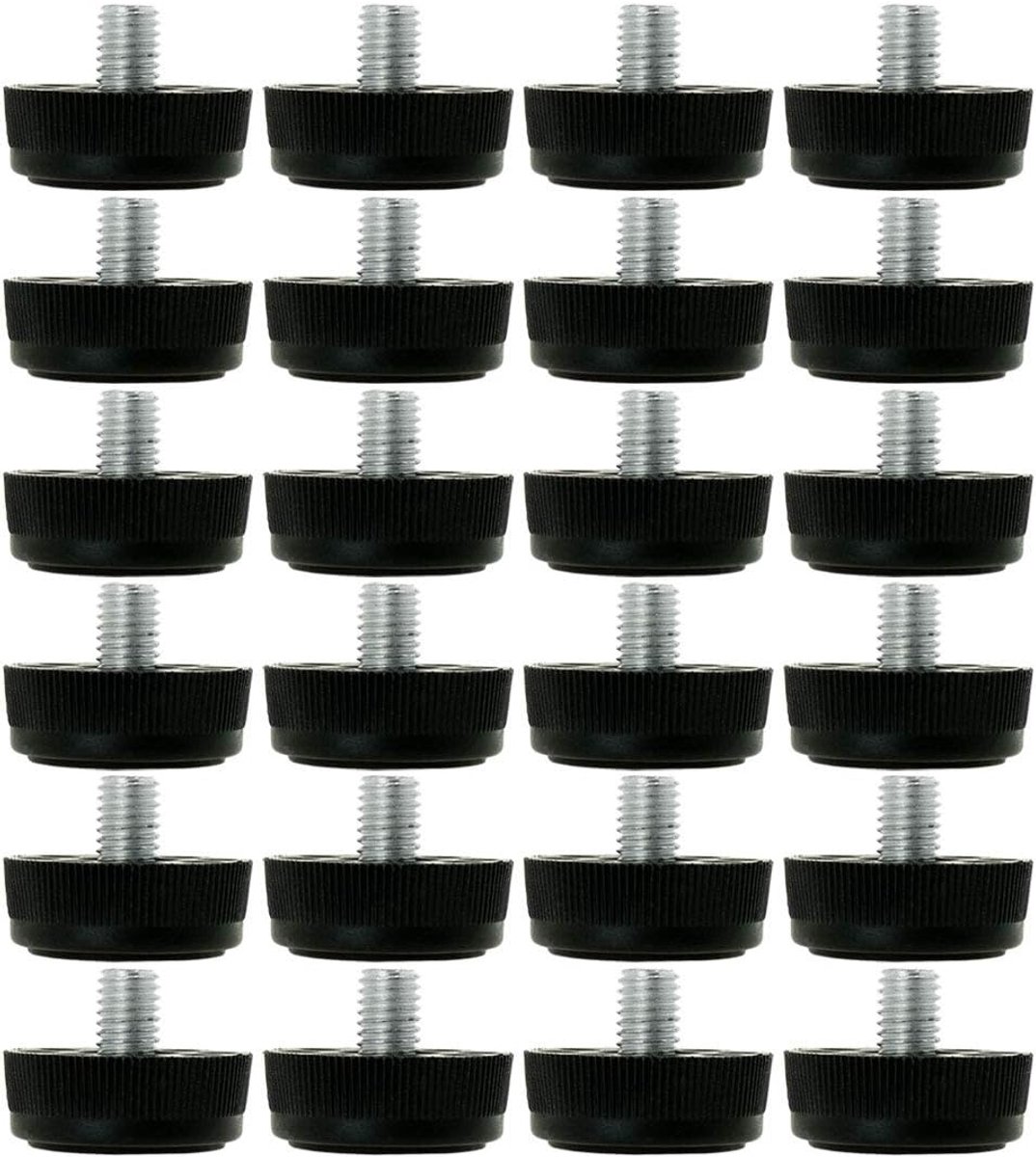 Sourcing map 24 stuks stelvoet zonder inslagmoer, nivelleringsvoeten M8 x 10 x 30 mm, instelbare niveaubescherming voor stoelpoten