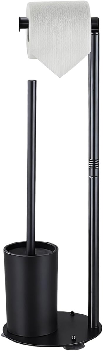 wc-rolhouder, staand met wc-borstel, wc-garnituur, toiletpapierhouder, 2-in-1 wc-borstel en opbergplank, toiletborstelhouder, zonder boren, voor toiletpapier, toiletborstel