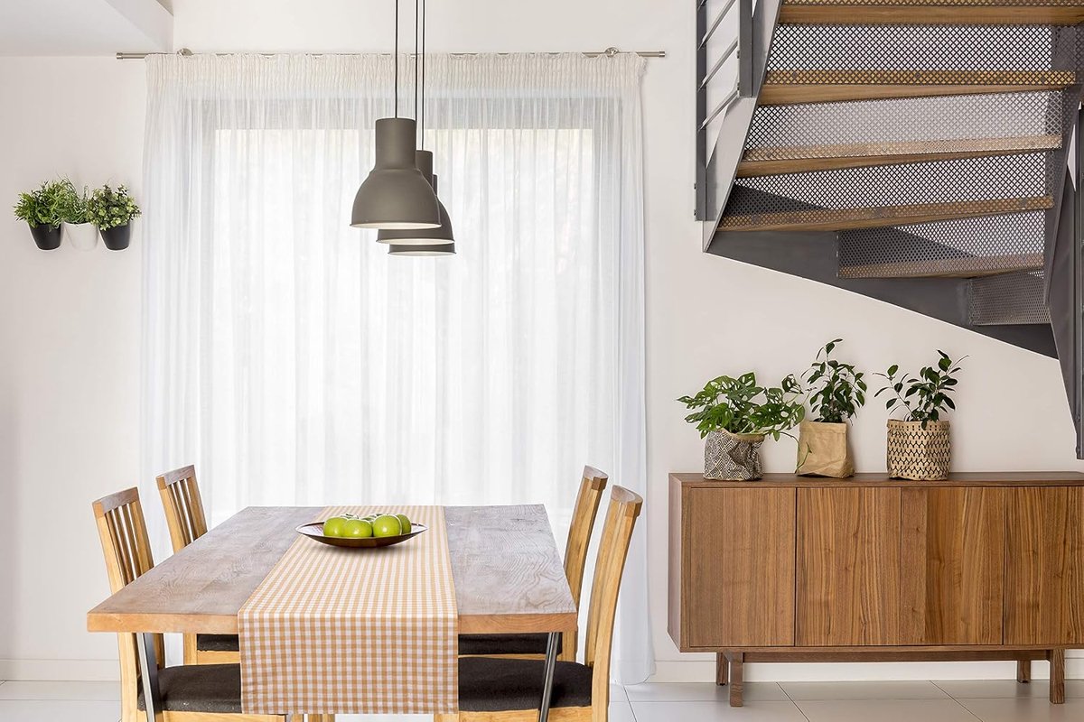 Tafelloper 40 x 150 cm beige/wit geruit (kleur en grootte naar keuze) - hoogwaardig vervaardigde tafelloper van 100% katoen in Scandinavische landhuisstijl