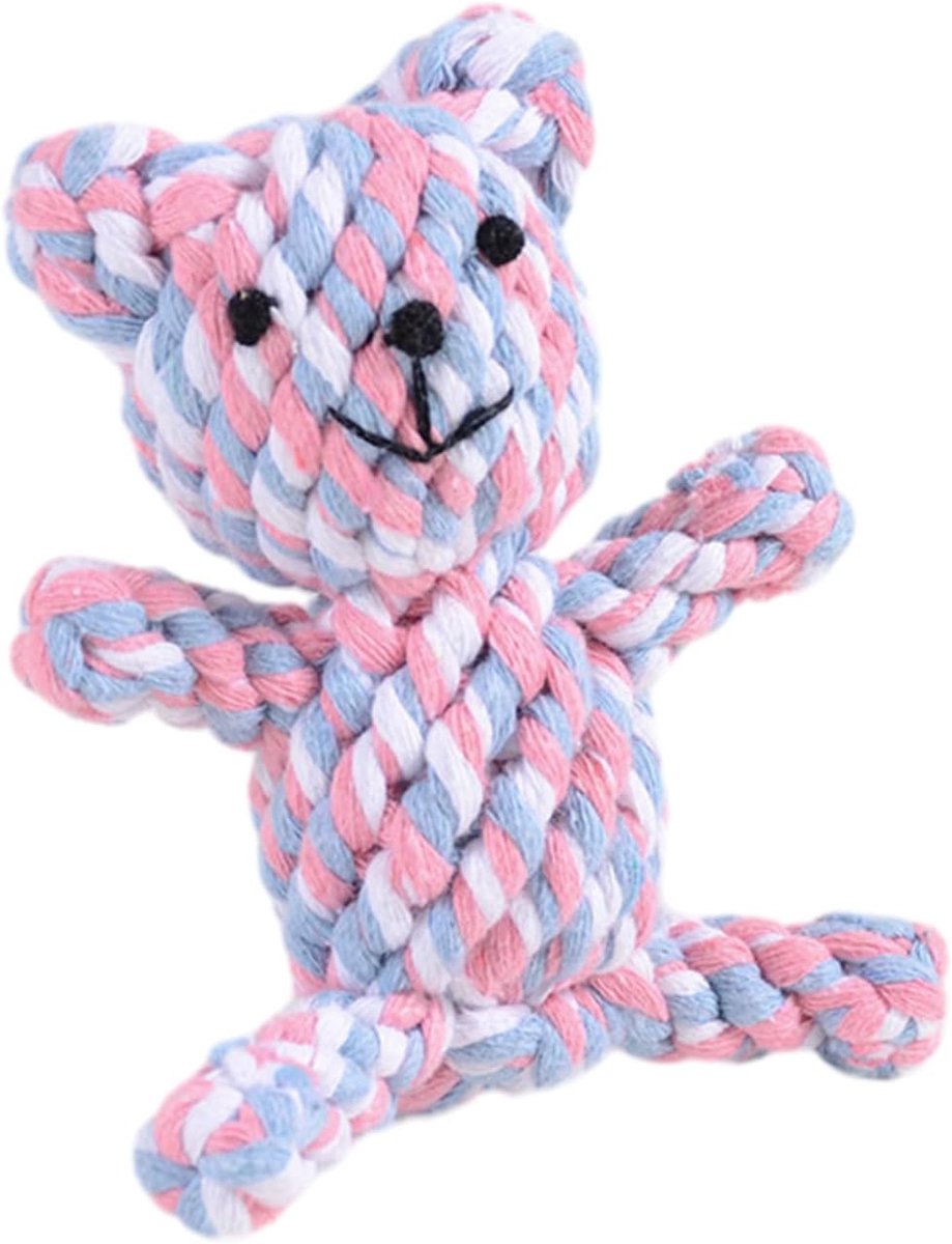 1 stuk handgebreide teddybeer, puppy kauwspeelgoed, goede manier om te spelen en knopen speelgoed