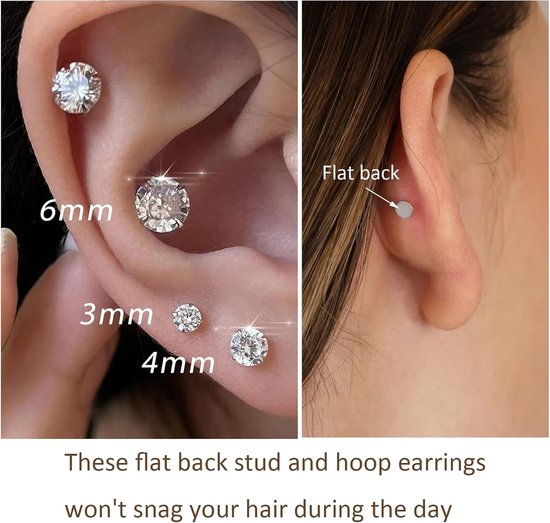 Titanium Platte Achteroorbellen, 6 Paar Schroef Terug Gouden Stud Earring Voor Vrouwen Mannen Zilveren Kleine Helix Oorbel Kraakbeen Conch Tragus Piercing Sieraden — afbeelding 5