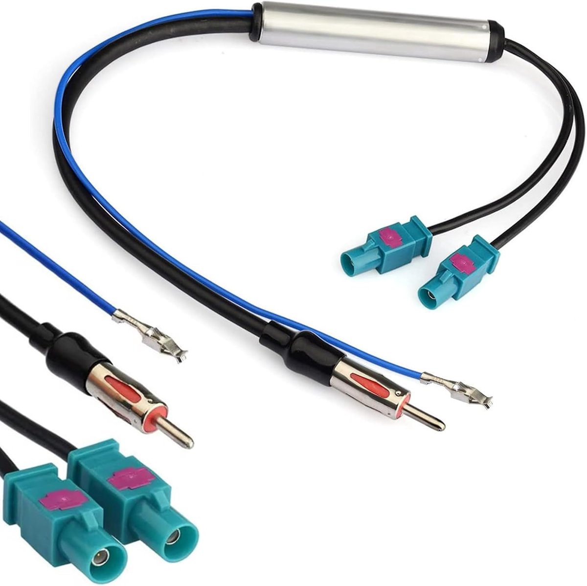 Antenne Adapter - Dubbele Fakra naar DIN-connector-Compatibel met Fakra Splitter, Autostereo & GPS-ontvangers
