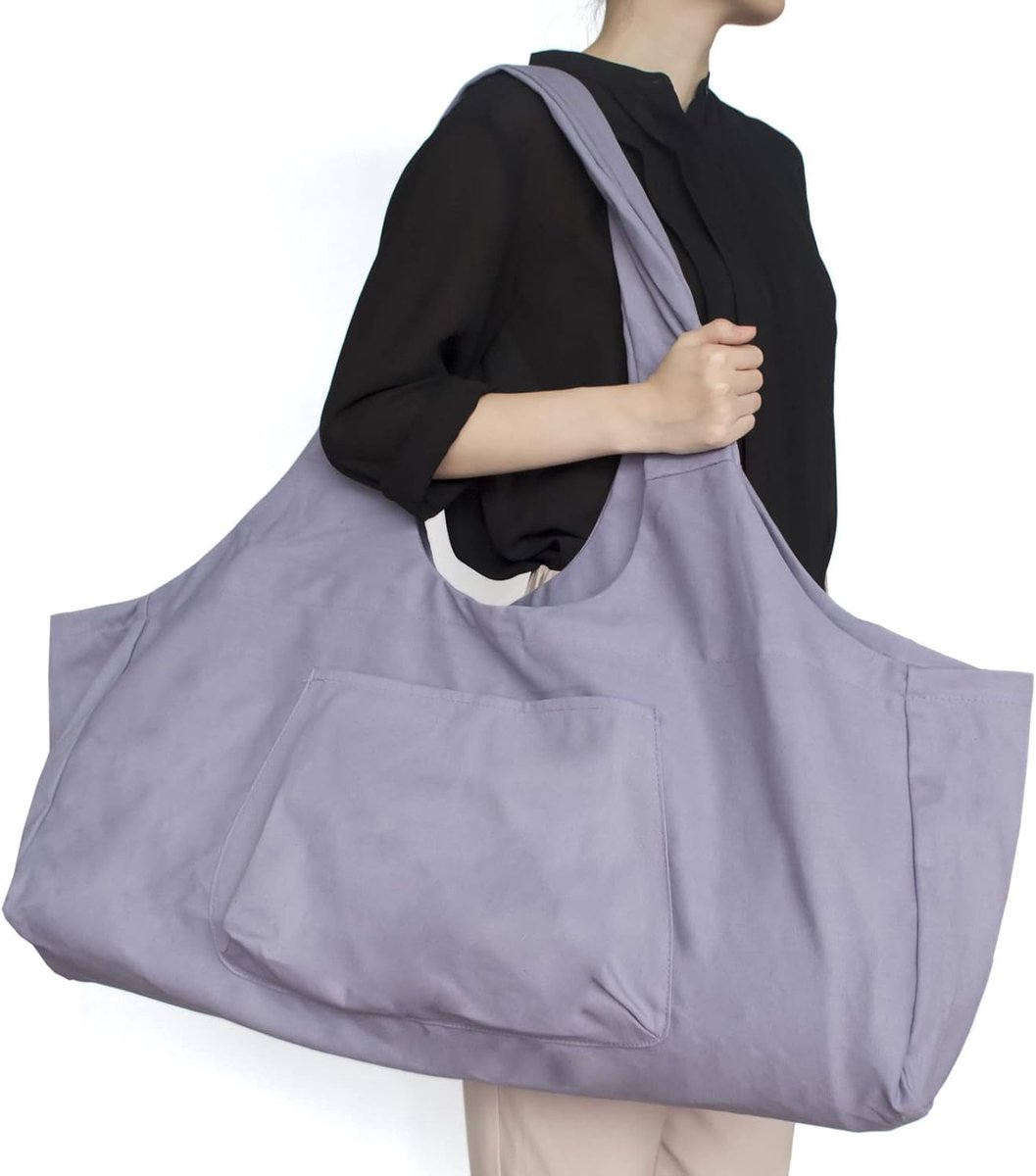 grote yogamattas, canvas yogamat, draagtas met binnenzak met ritssluiting, past op de meeste maten matten (paars)