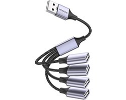 USB splitter 4-in-1 kabel hub - meerdere aansluitingen - jack multi port converter - ideaal voor PC/auto/TV - m-winkel