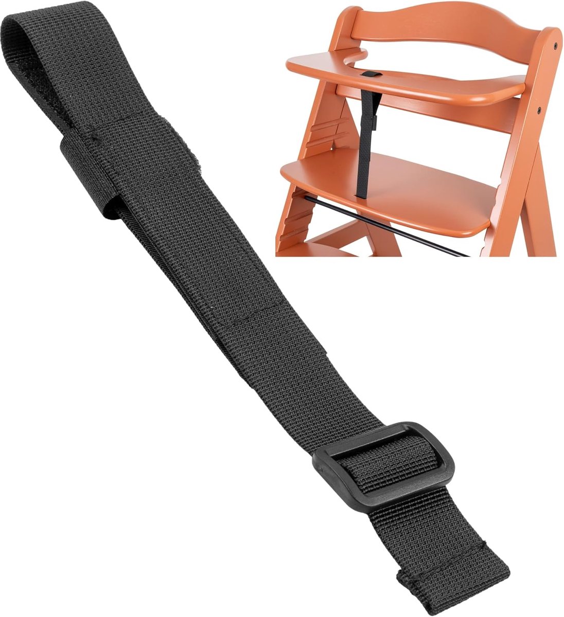 Kruisriem voor kinderstoel, 1 stuk in zwart, riem compatibel met Hauck Alpha Beta, Stokke Tripp Trapp, Roba en nog veel meer, kinderstoelriem tafel vooraan