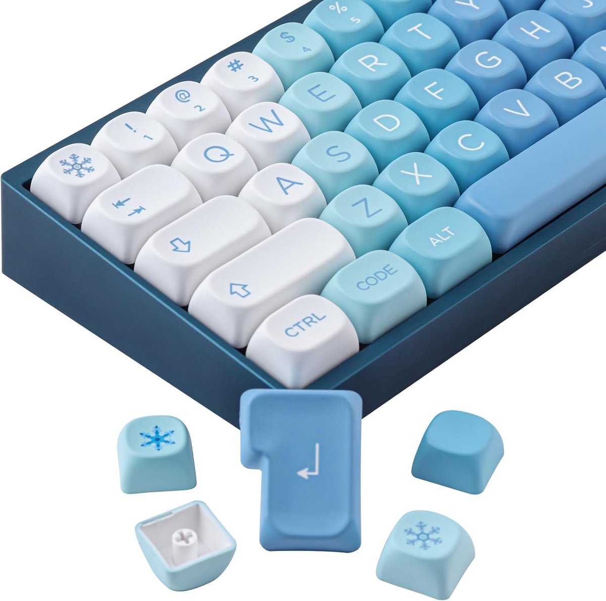 Leuke aangepaste PBT Keycap Set - 148 toetsen MOA profiel, Dye-Sub Blue Snow Monster voor Cherry MX-schakelaars, ISO/ANSI UK Layout Mechanisch Gaming Toetsenbord