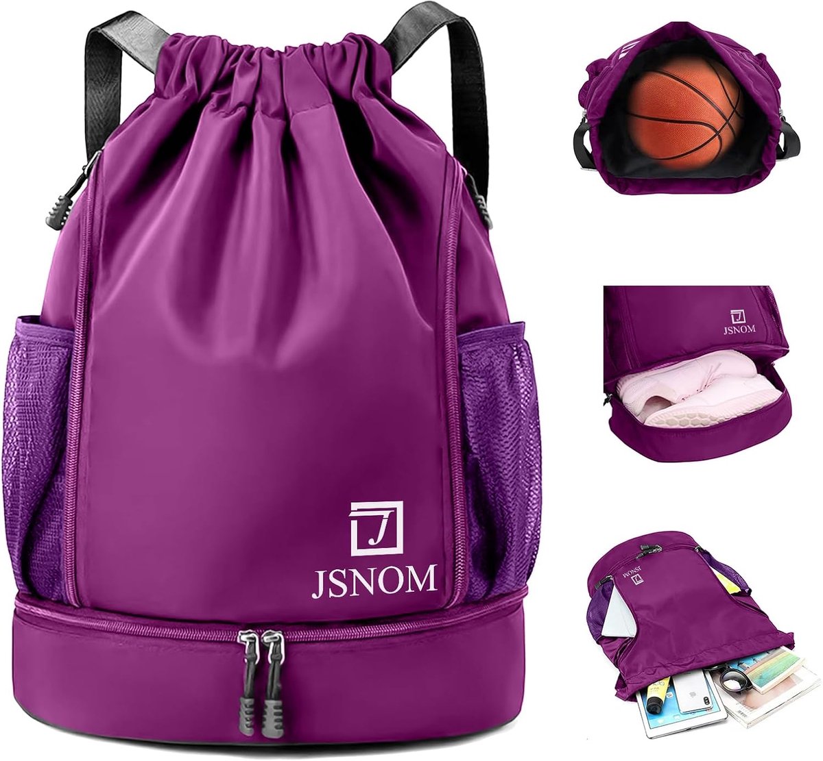 Gymtas L - waterdicht nylon - met buitenvak - ideaal voor sport en school - ShopVlot