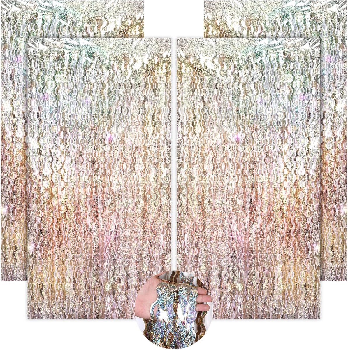 Lametta gordijnen 1 x 2 m - kleurrijke glitters - kleurverloop - perfecte decoratie voor feesten - ShopVlot