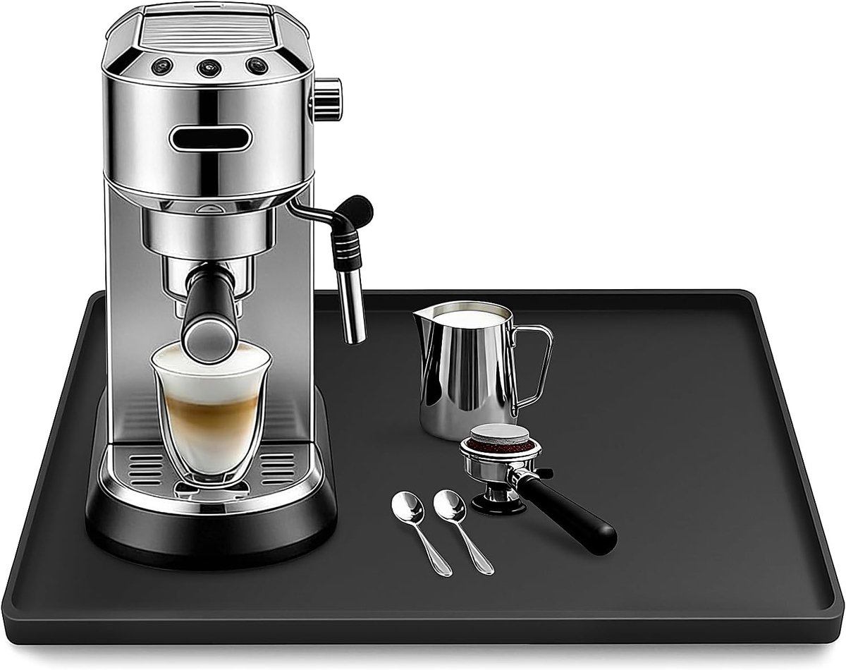 Koffiemachine Mat 48 x 30 cm - Siliconen Pad met Rand - Lekvrij en Antislip - Bescherming voor Werkblad - ShopVlot