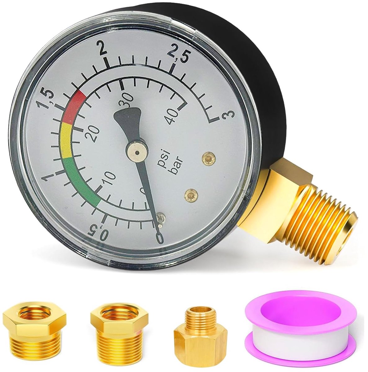Waterdrukmeter 1/4 Inch - Dubbele schaal - Robuuste messing RVS behuizing - Voor zwembad en vijver - ShopVlot