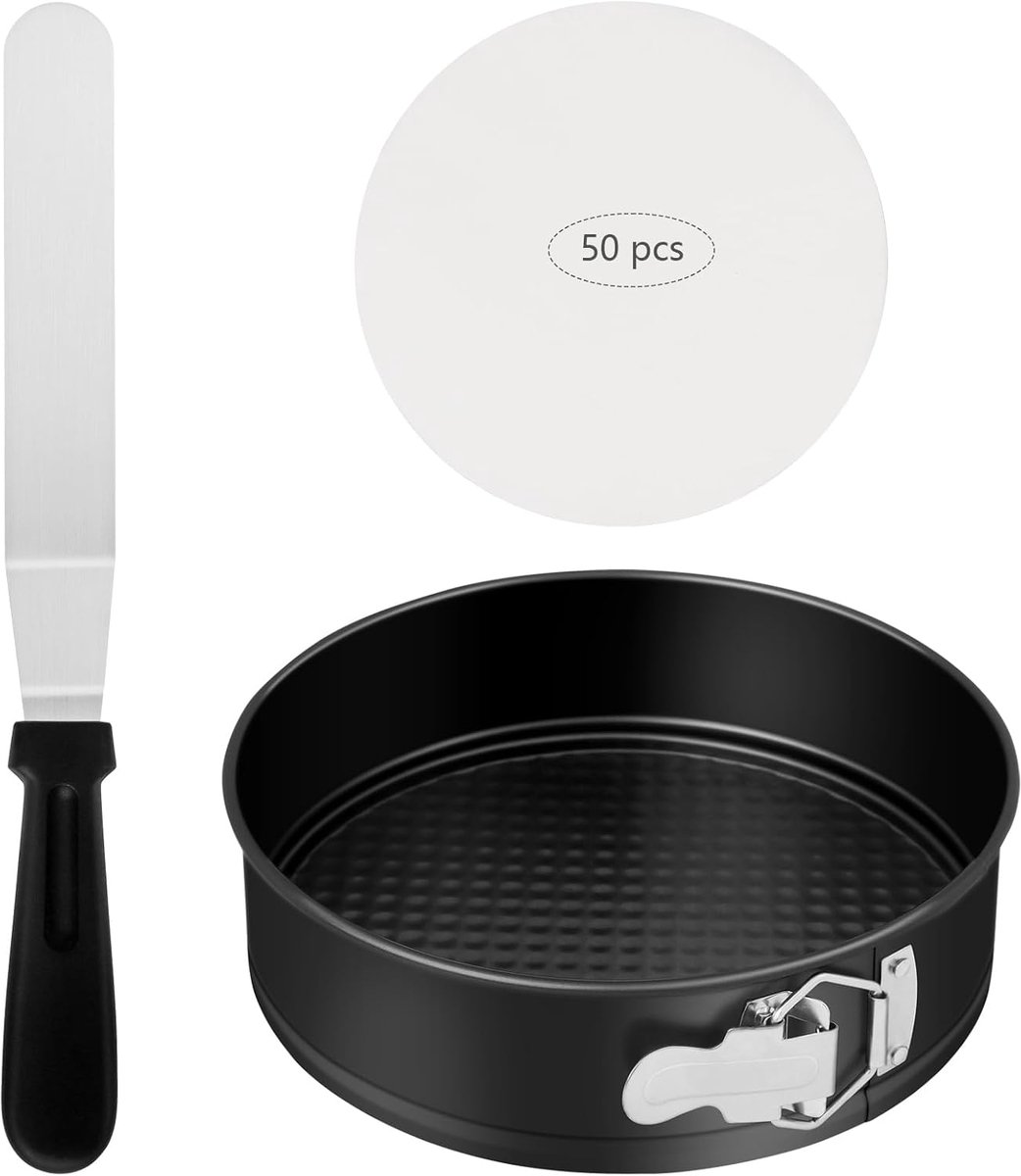 Springvorm pan 22,5 cm - antiaanbaklaag - met spatel en perkamentpapier - perfect voor cheesecake - ShopVlot