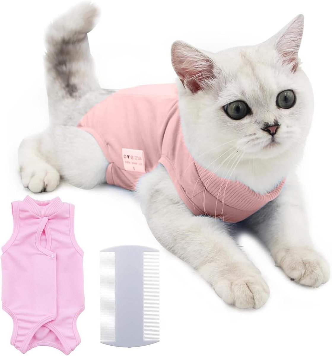 Cat Recovery Suit L - Pink - Comfortabel katoen - Alternatief voor de konijn van verdriet - ShopVlot