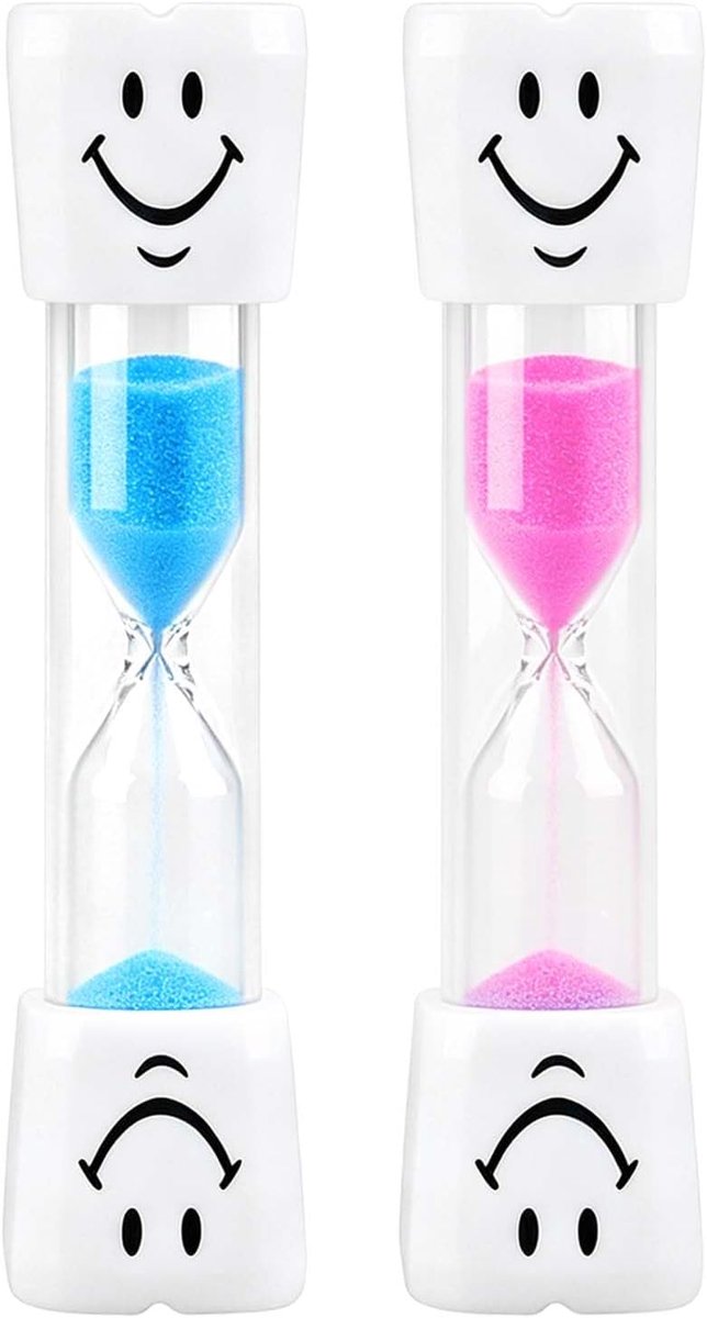 Zandlopers 3 minuten - mini-smiley - onbreekbaar en waterdicht - ideaal voor tandenpoetsen - ShopVlot