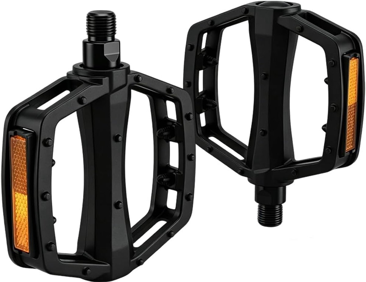 Fietspedalen 2 Stuks Aluminium - Brede Antislip Flat Pedalen - MTB Pedalen met Reflectoren - ShopVlot