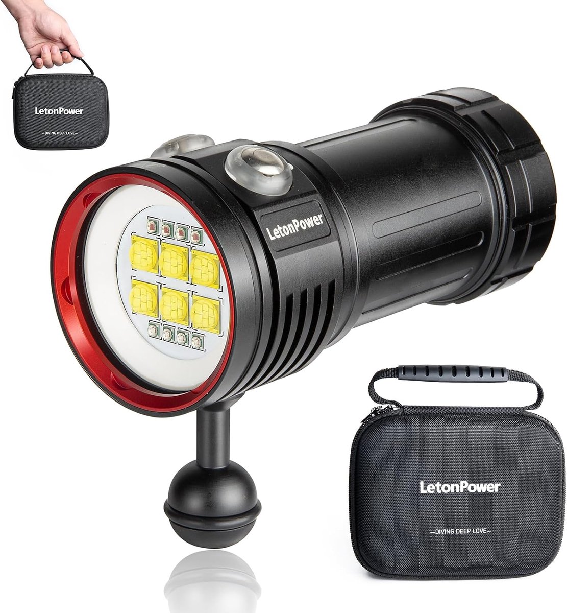 Duiklicht 12000 lumen - Onderwater videolicht - Type-C opladen - Ideaal voor professionele duiksport - ShopVlot