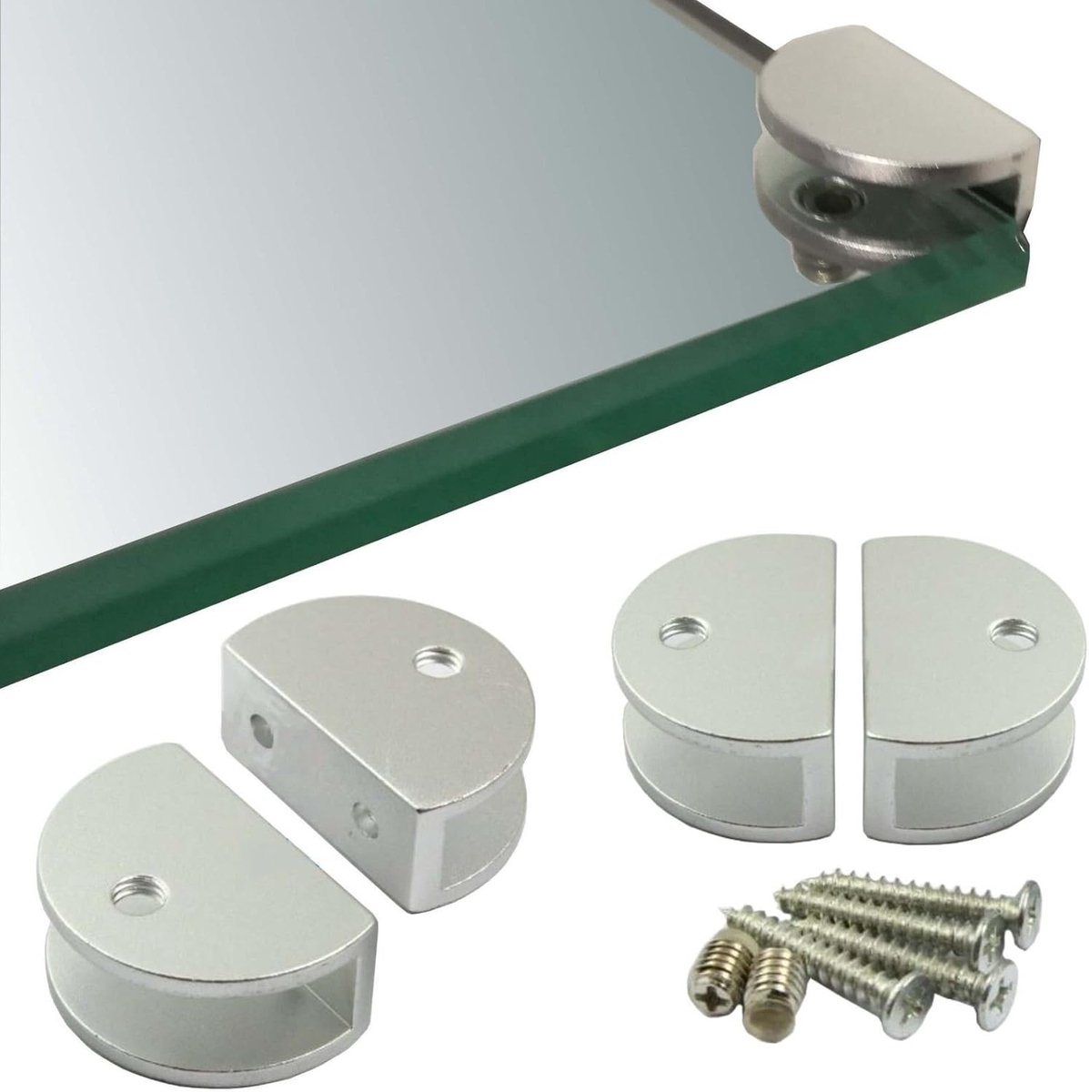 Planksteun Glasplank Stevige Steunen - Aluminium - Elegant Design - Geschikt voor 6-8 mm dikte - ShopVlot