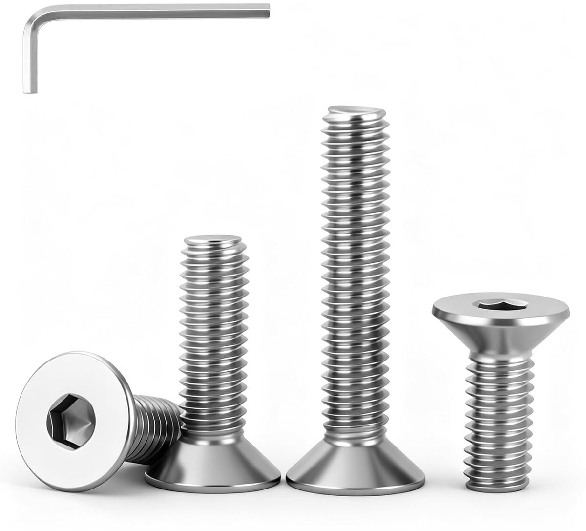 20 Stuks M8x25mm Verzonken Inbusbouten RV 304 A2 V2A met Sleutel | Volledig Schroefdraad,voor Meubels Machines en Metaal,Montage Reparatie Bevestigin en Onderhoud,Timmerwerk,Klussers