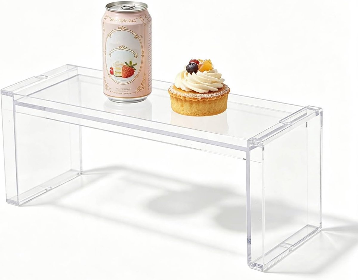 Standaard van acryl voor etages, transparant verhoogd rek voor bureau, stapelbare kunststof tafelorganizer voor cupcakes en persoonlijke voorwerpen