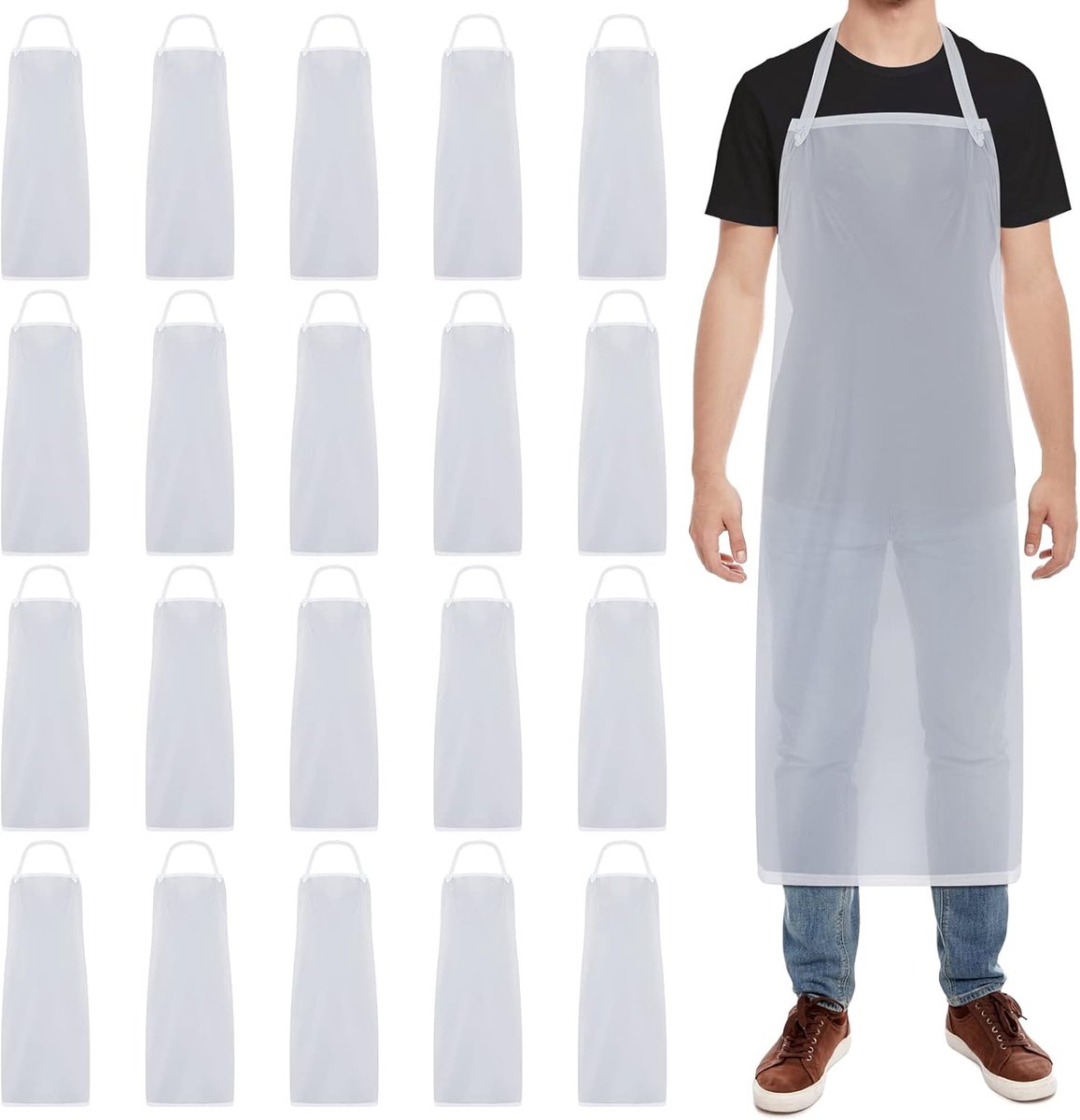 Schorten vinyl doorzichtig waterdicht schort 117 cm unisex transparant schort zware plastic schorten voor keuken koken schoonmaken afwassen slager laboratorium werk, helder