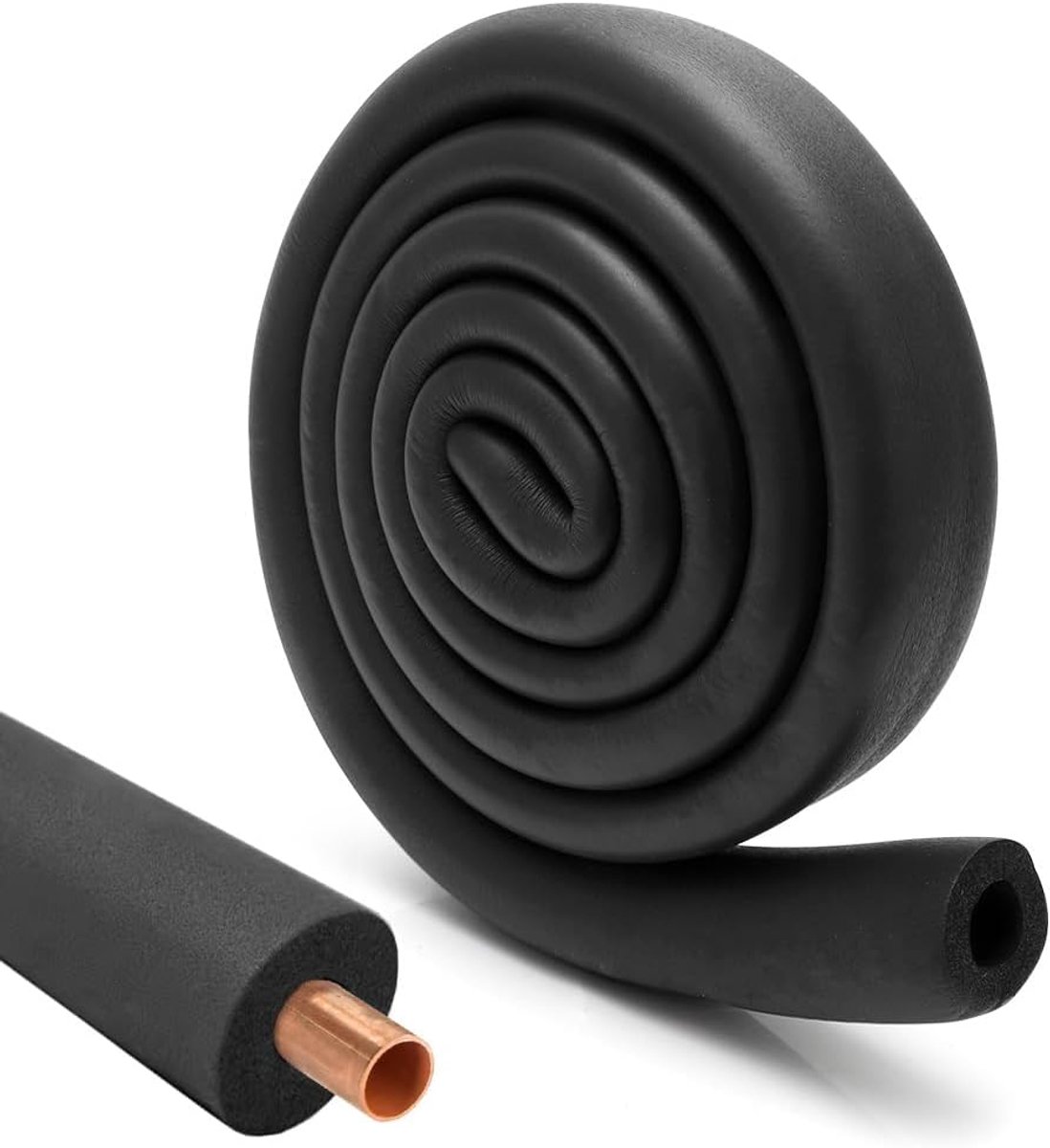 Buisisolatie rubber, oorisolatie schuim Ø 16 mm Ø 22 mm Ø 32 mm buisisolatie 1,8 m, slang voor buisdiameter verwarming, sanitaire verwarmingsbuis, koperen buis (zwart, Ø 16 mm)