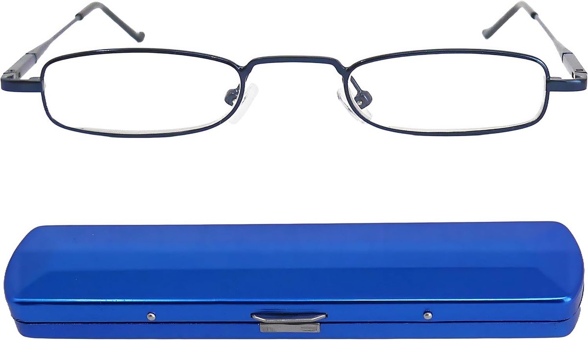 Metalen Leesbril – Platte RVS Lesehulp, Licht & Compact met Slim-Fit Etui