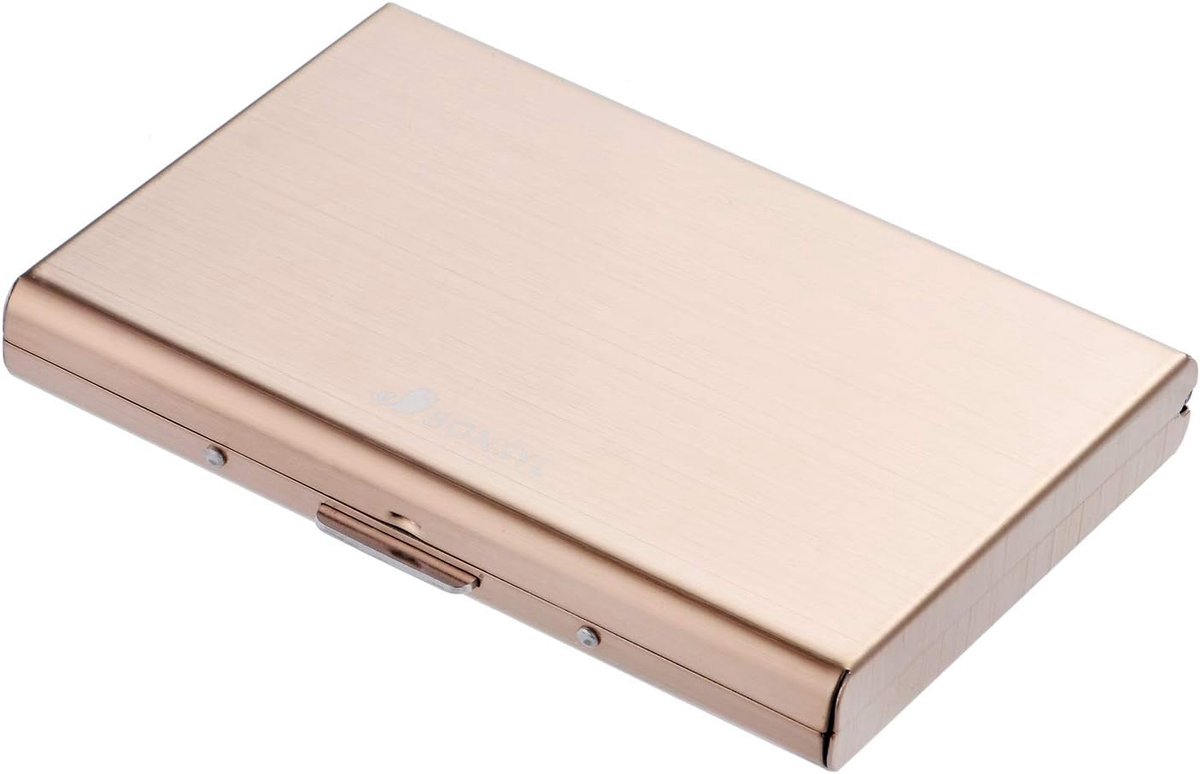 Slanke Metalen Creditcard Houder Portemonnee voor Dames en Heren, Creditcardhouder voor Tegen Elektronische Pickpockets & Identity Diefstal.(6 Sleuven-Rose Goud)