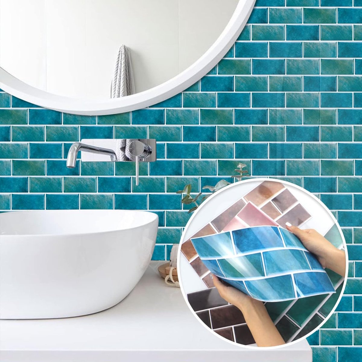 Tegelstickers Zelfklevend Vinyl Waterdichte Muurstickers Voor Keuken Badkamer Tegel Muur Open Haard Kast Decoratie Stickers,blauw