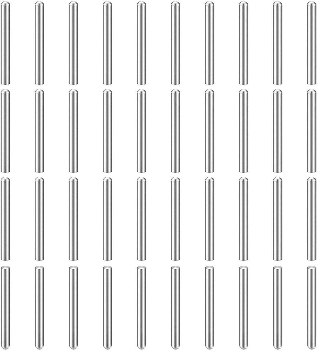 40 stuks cilinderpennen, 3 mm x 28 mm metalen pen, 304 roestvrij staal, cilindrische ronde kop, plugpennen paspen voor gereedschapsbouw, machinemontage en apparatuur